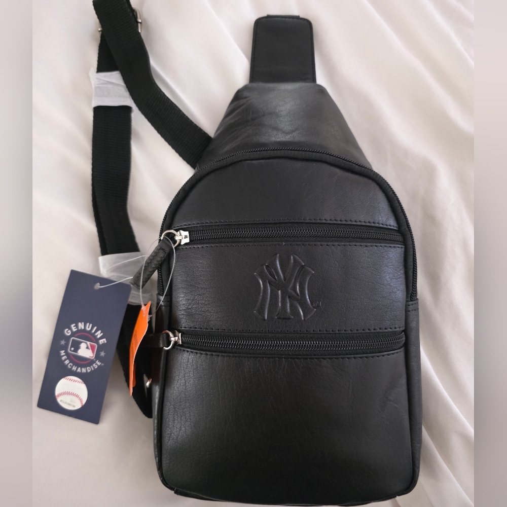 MLB Black Leather Belt Bag